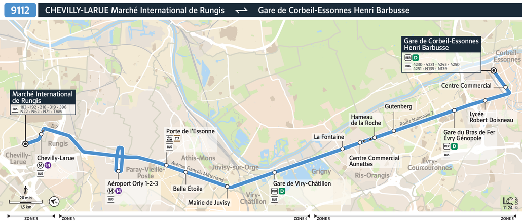 Bus line route 9112