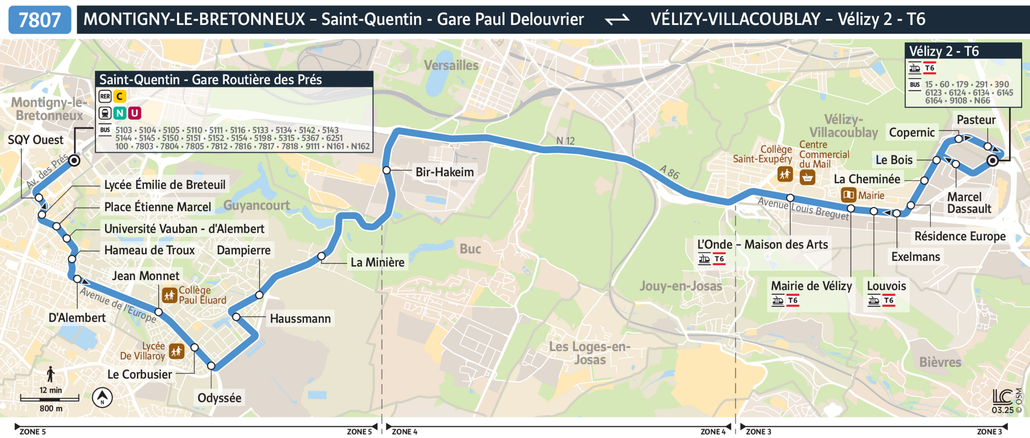 Tracé de la ligne de Bus 7807