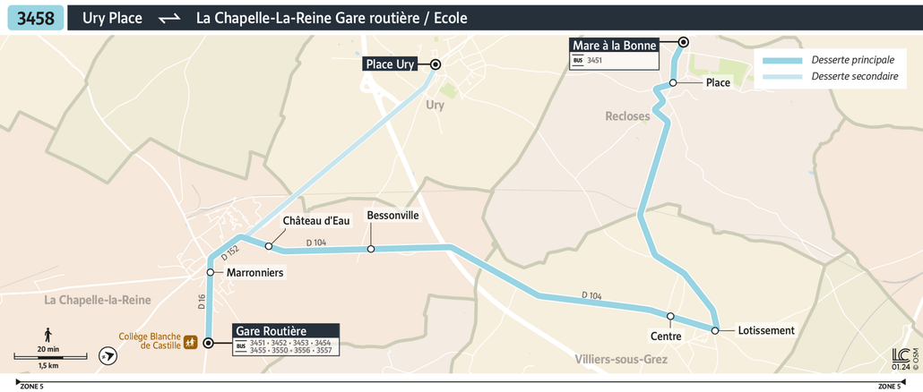 Bus line route 3458