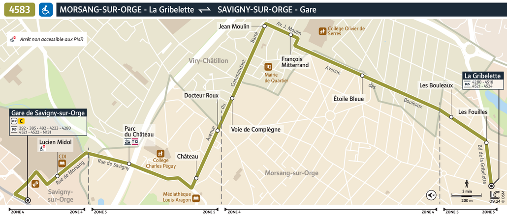 Tracé de la ligne de Bus 4583
