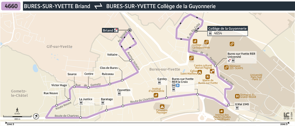 Tracé de la ligne de Bus 4660