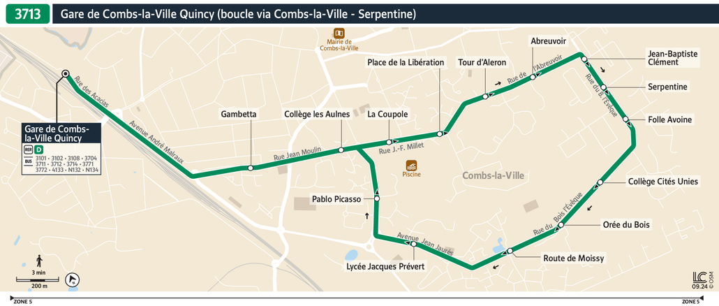 Bus line route 3713