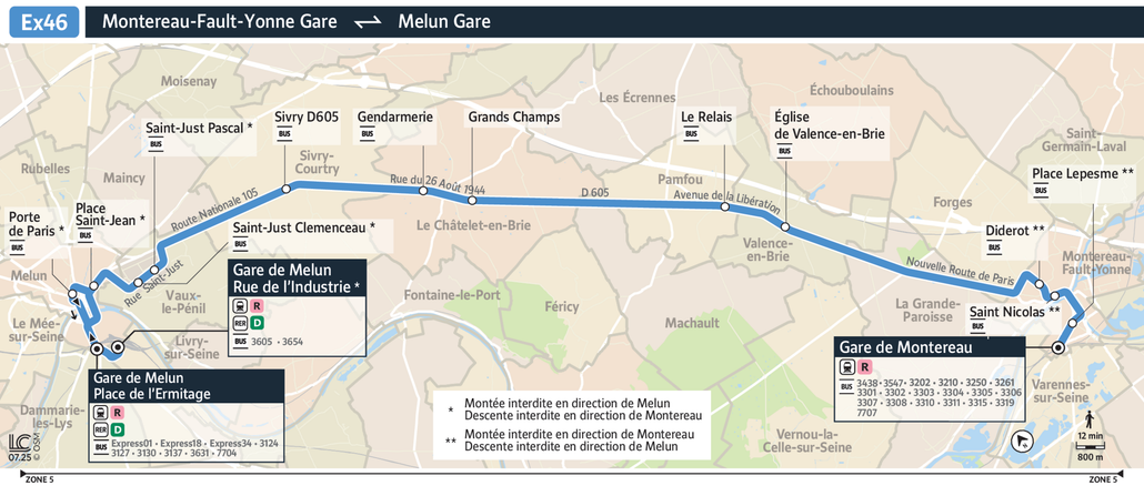 Bus line route Ex46