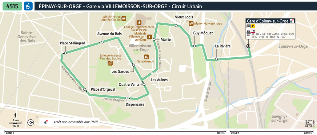 Tracé de la ligne de Bus 4515