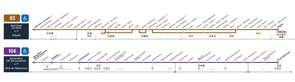 Tracé de la ligne de Bus 166