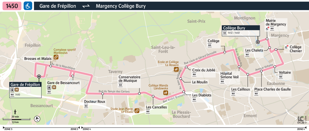 Tracé de la ligne de Bus 1450