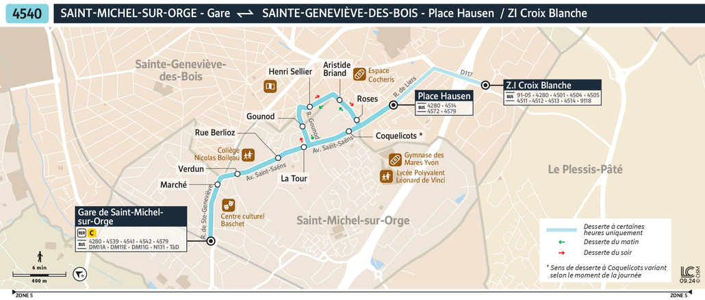 Tracé de la ligne de Bus 4540