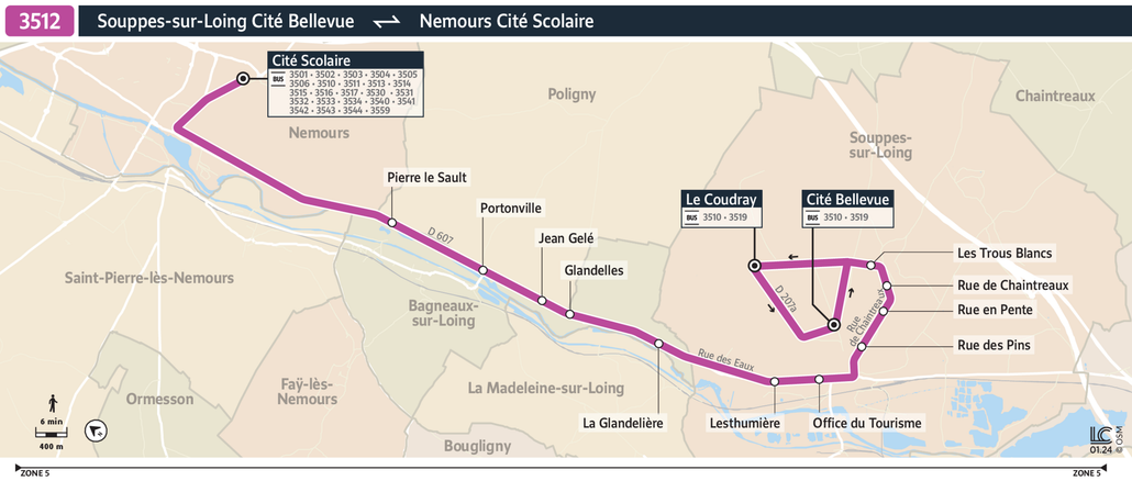 Tracé de la ligne de Bus 3512