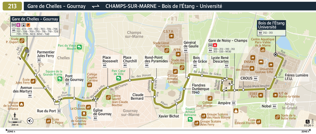 Tracé de la ligne de Bus 213