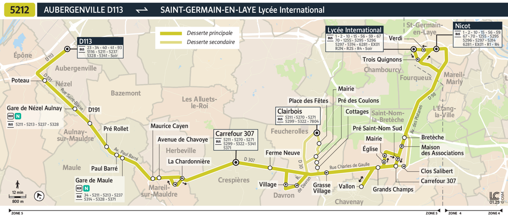 Tracé de la ligne de Bus 5212