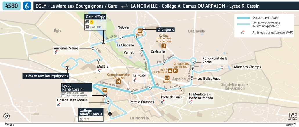 Tracé de la ligne de Bus 4580