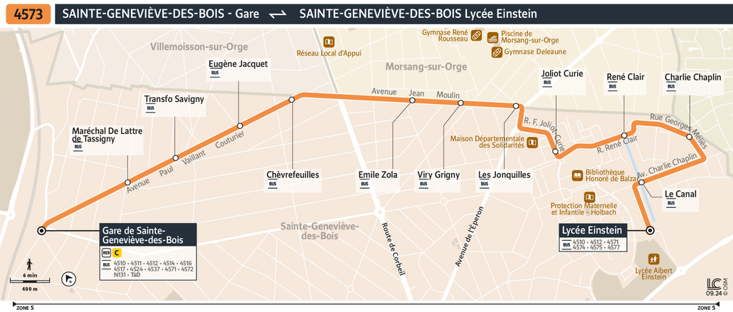 Tracé de la ligne de Bus 4573