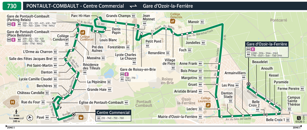 Bus line route 730
