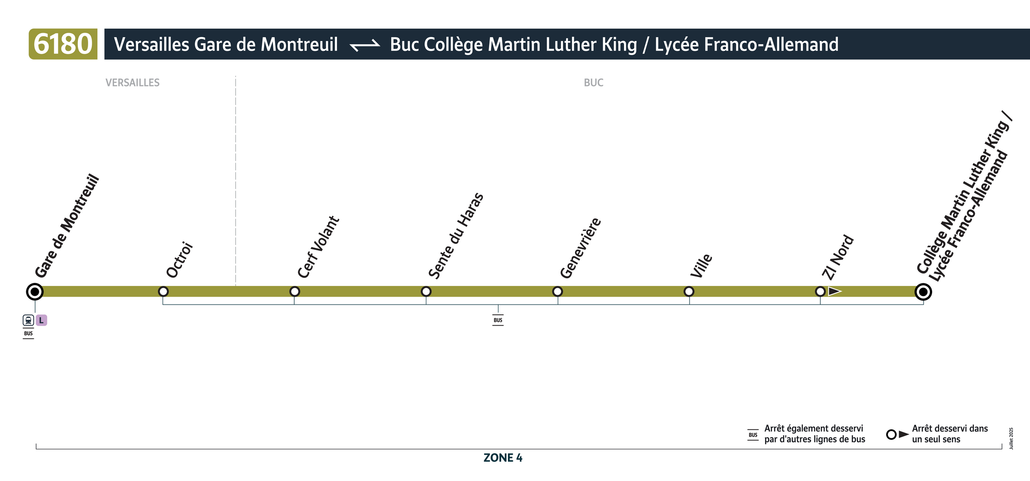 Tracé de la ligne de Bus 6180