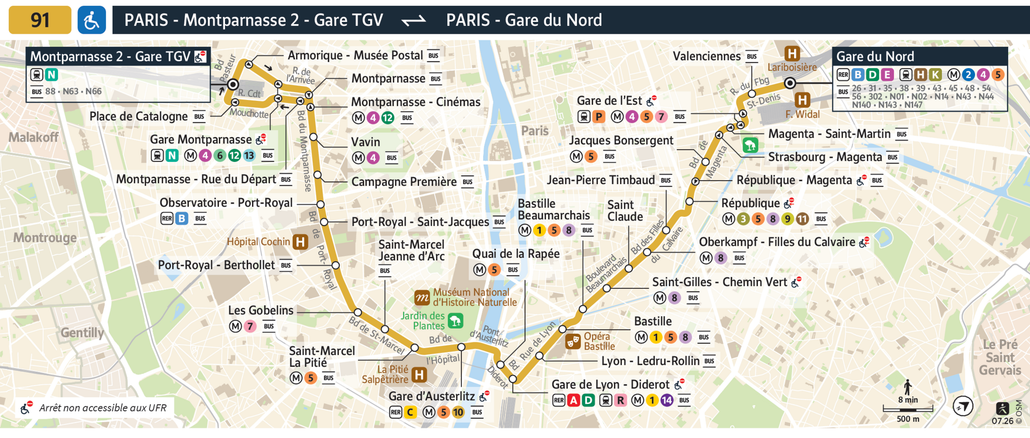 Bus line route 91