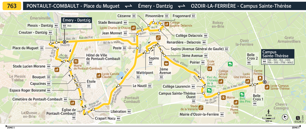 Tracé de la ligne de Bus 763