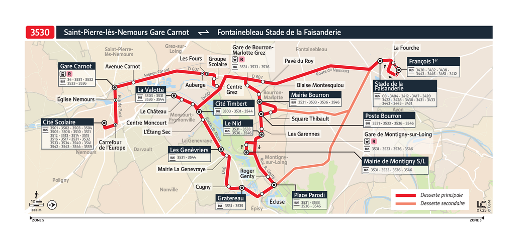 Tracé de la ligne de Bus 3530