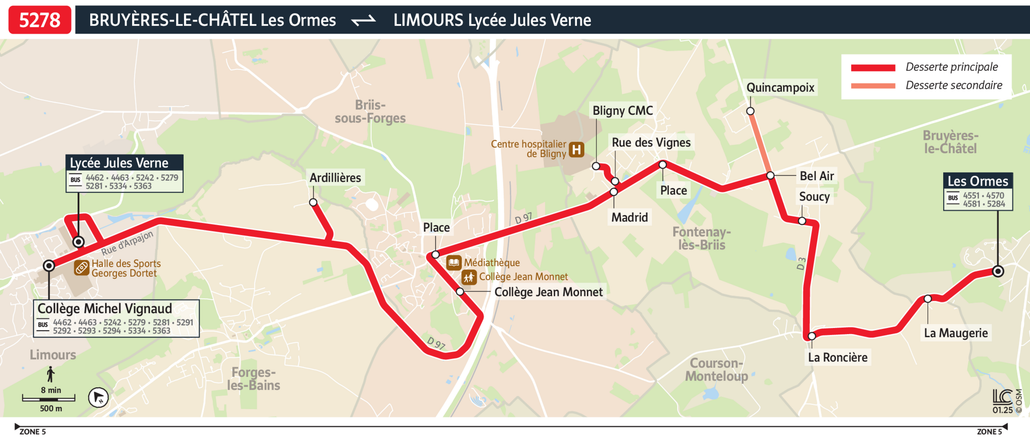 Tracé de la ligne de Bus 5278