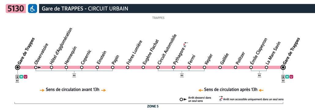 Tracé de la ligne de Bus 5130