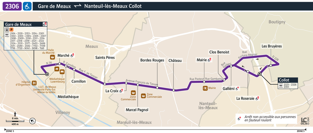 Tracé de la ligne de Bus 2306
