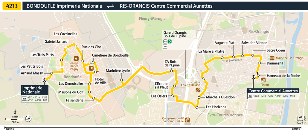 Tracé de la ligne de Bus 4213