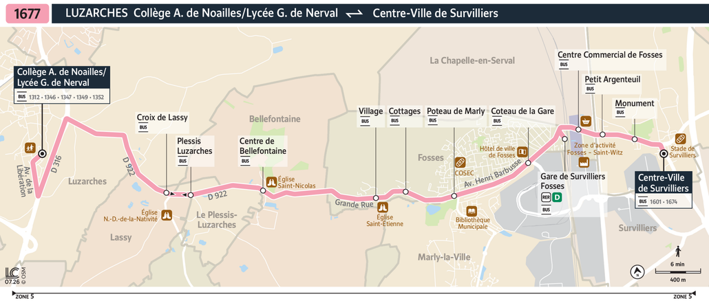 Tracé de la ligne de Bus 1677