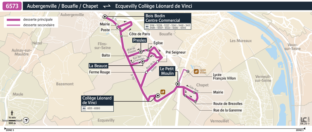 Tracé de la ligne de Bus 6573