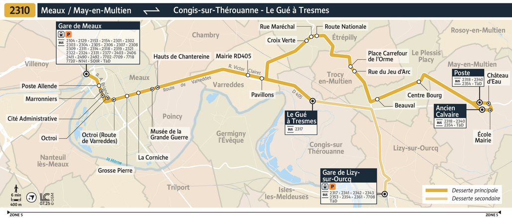 Tracé de la ligne de Bus 2310