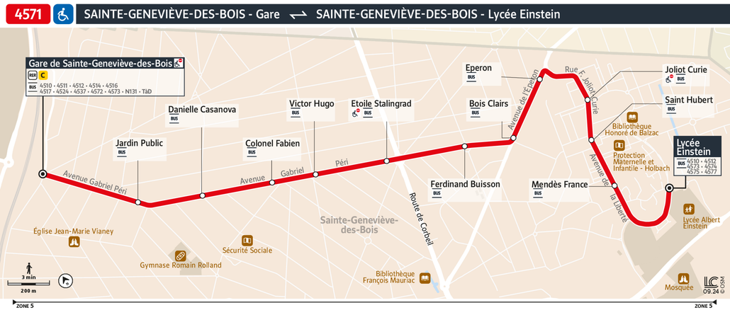 Tracé de la ligne de Bus 4571