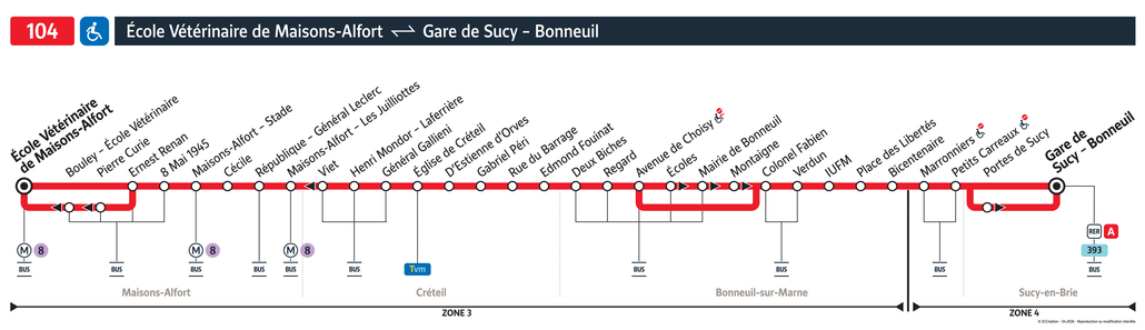 Bus line route 104