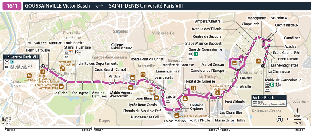 Tracé de la ligne de Bus 11