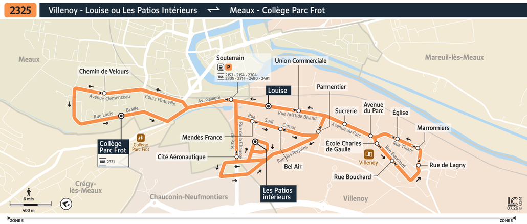Tracé de la ligne de Bus 2325
