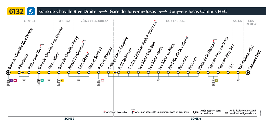 Tracé de la ligne de Bus 6132