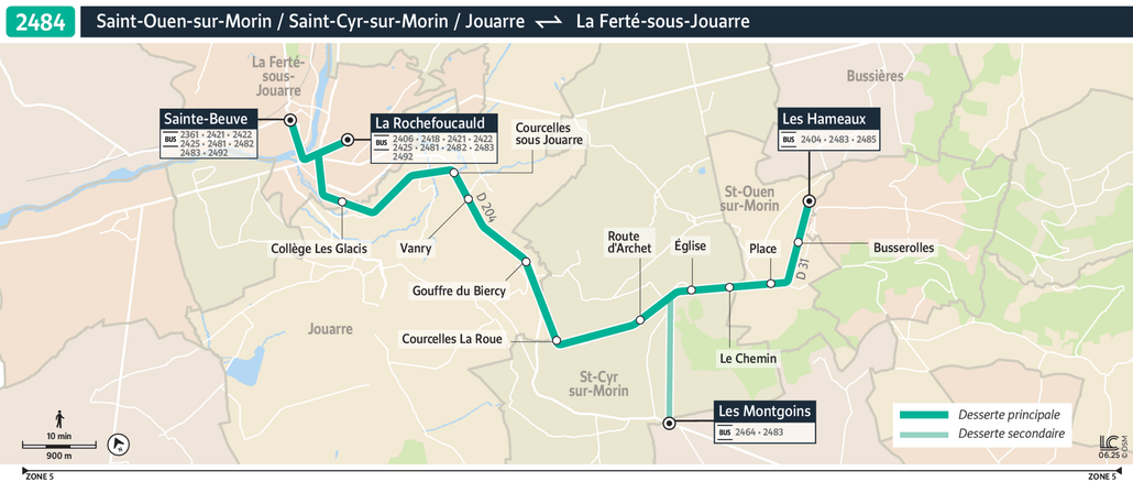 Tracé de la ligne de Bus 2484