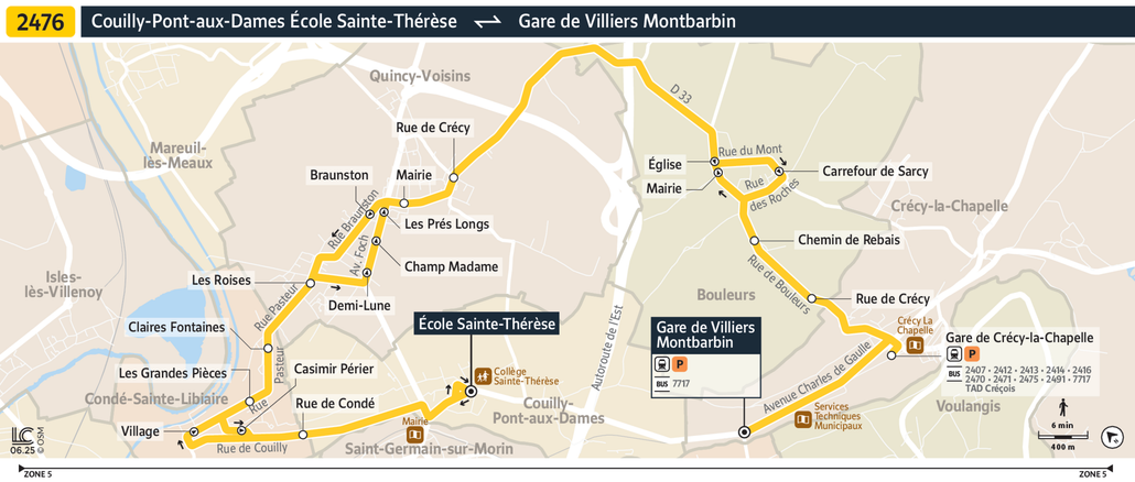 Tracé de la ligne de Bus 2476