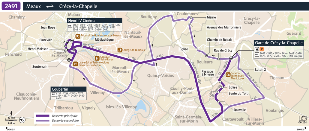Tracé de la ligne de Bus 2491