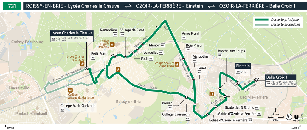 Tracé de la ligne de Bus 731