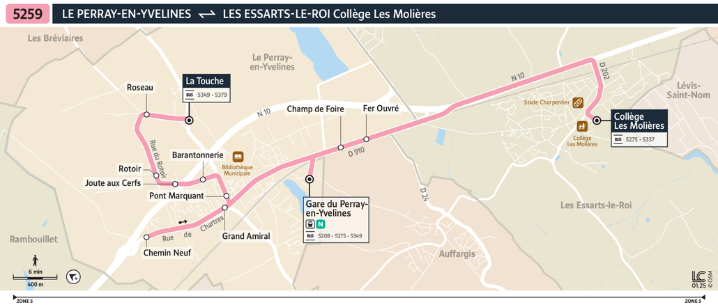 Tracé de la ligne de Bus 5259