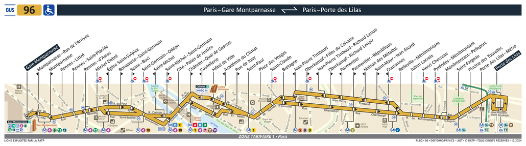 Tracé de la ligne de Bus 96