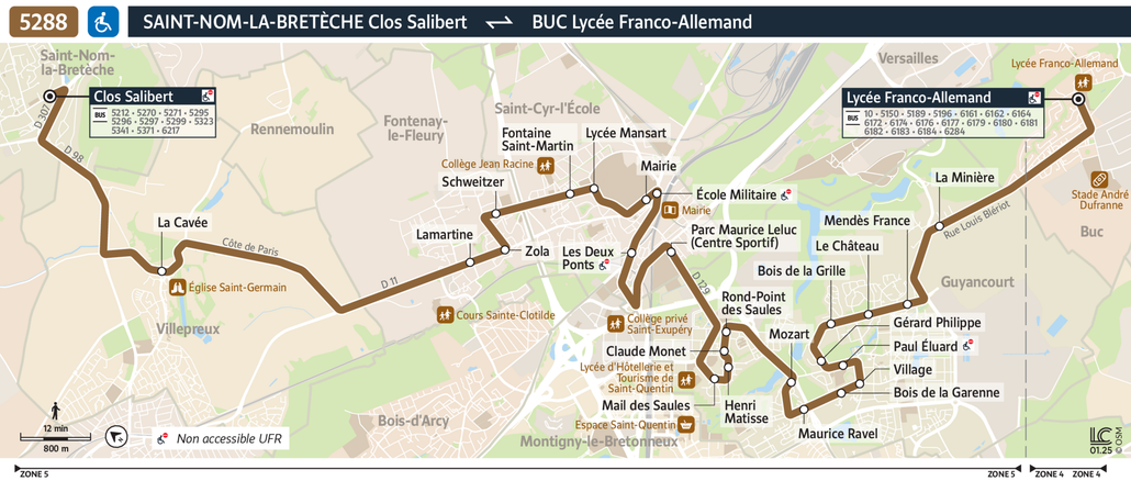 Tracé de la ligne de Bus 5288
