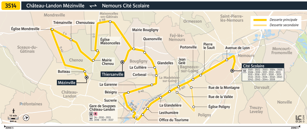 Tracé de la ligne de Bus 3514