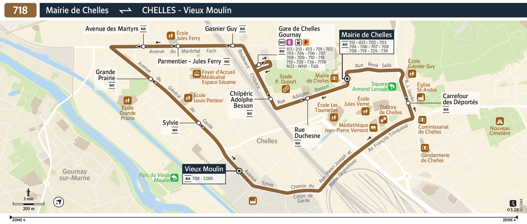 Tracé de la ligne de Bus 718
