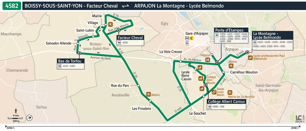 Tracé de la ligne de Bus 4582