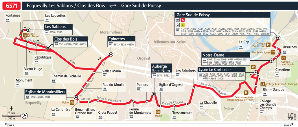 Tracé de la ligne de Bus 6571