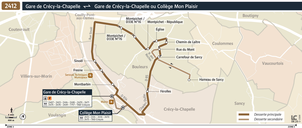 Tracé de la ligne de Bus 2412
