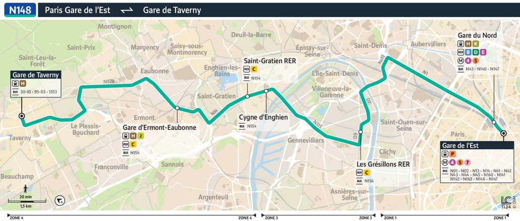 Noctilien line route N148