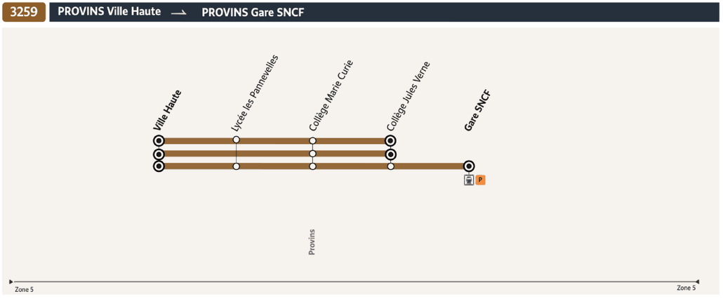 Tracé de la ligne de Bus 3259
