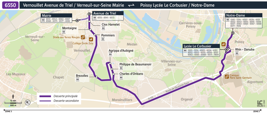 Tracé de la ligne de Bus 6550