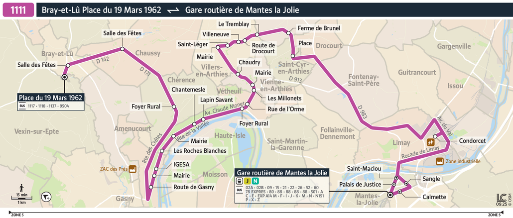 Bus line route 1111
