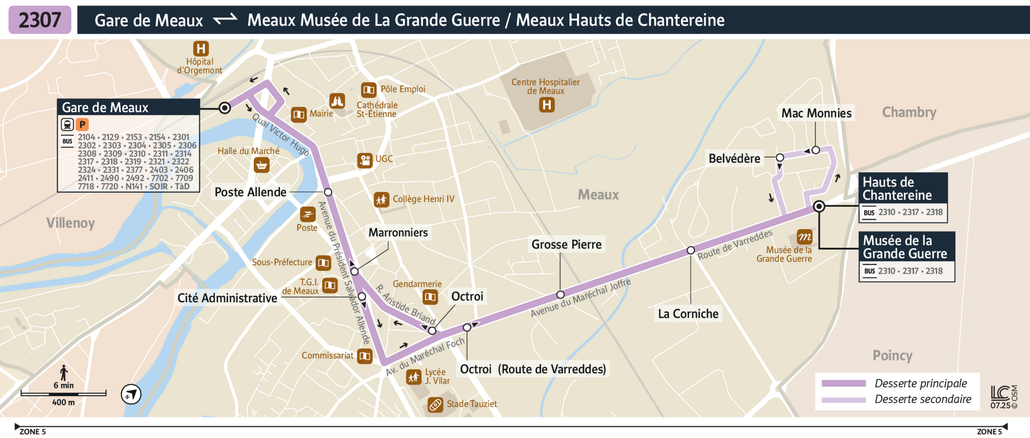 Tracé de la ligne de Bus 2307